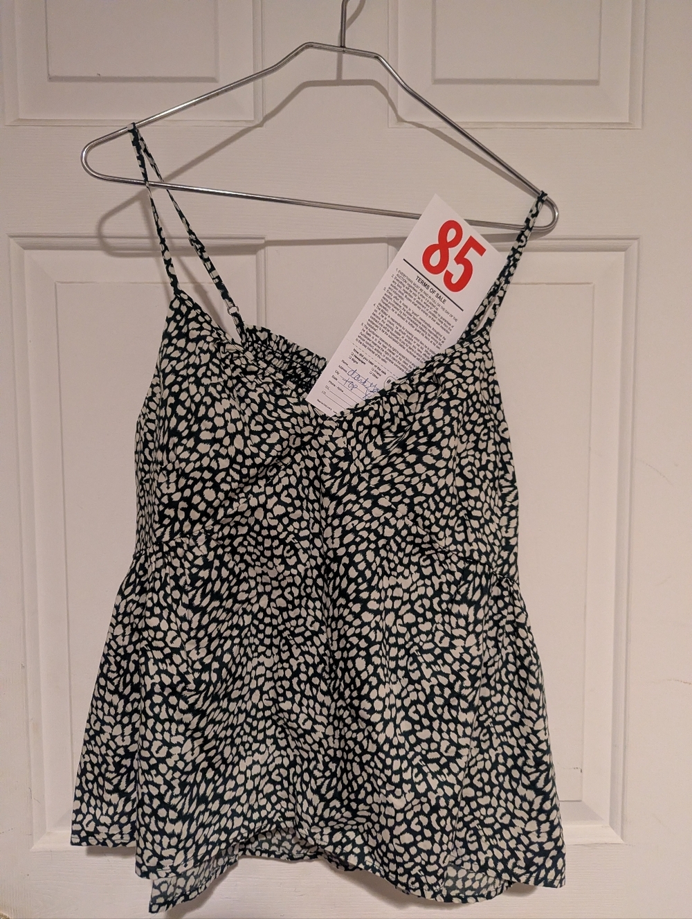 Lot 85 dark Green And White Spaghetti Strap Blouse - Xl